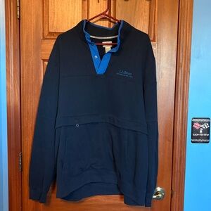 L.L. Bean Anorak Dark Blue Pullover with Bright Blue Accents